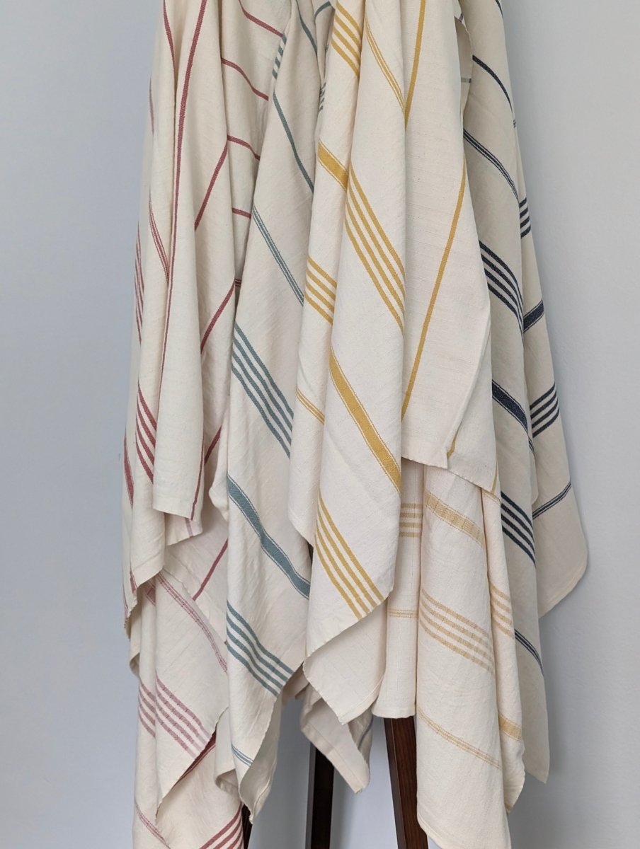 Horizon Stripe Turkish Cotton Towel Collection - Sand-Repelling, Quick-Drying, Tassel-Free, 39”x70” from The Bali Market
