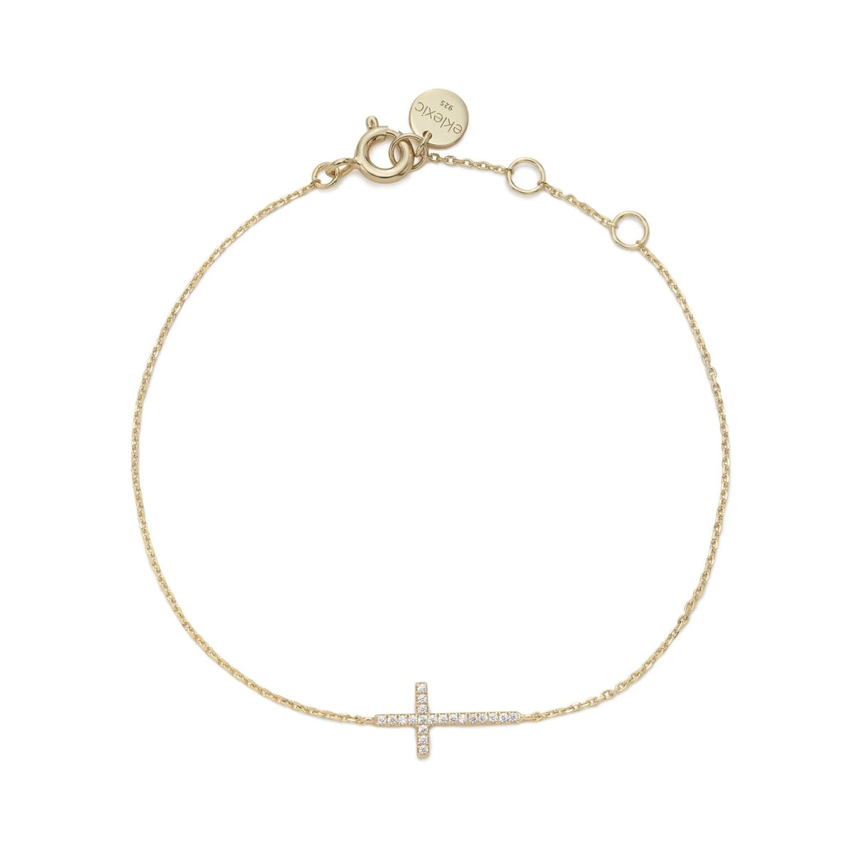 Horizontal CZ Cross Bracelet from eklexic