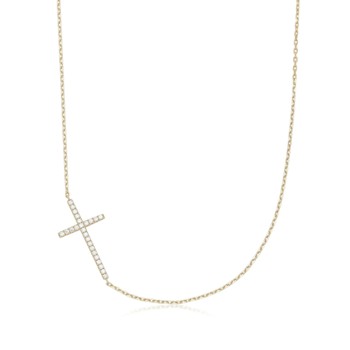 Horizontal CZ Cross Necklace from eklexic