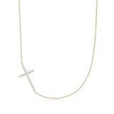 Horizontal CZ Cross Necklace from eklexic