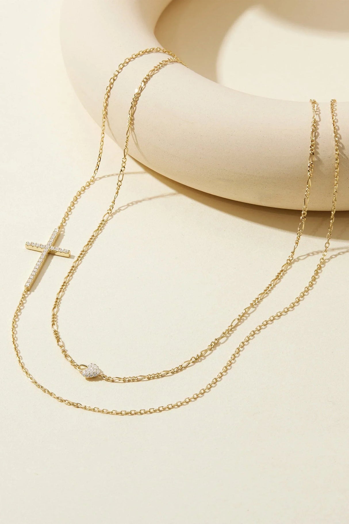 Horizontal CZ Cross Necklace from eklexic