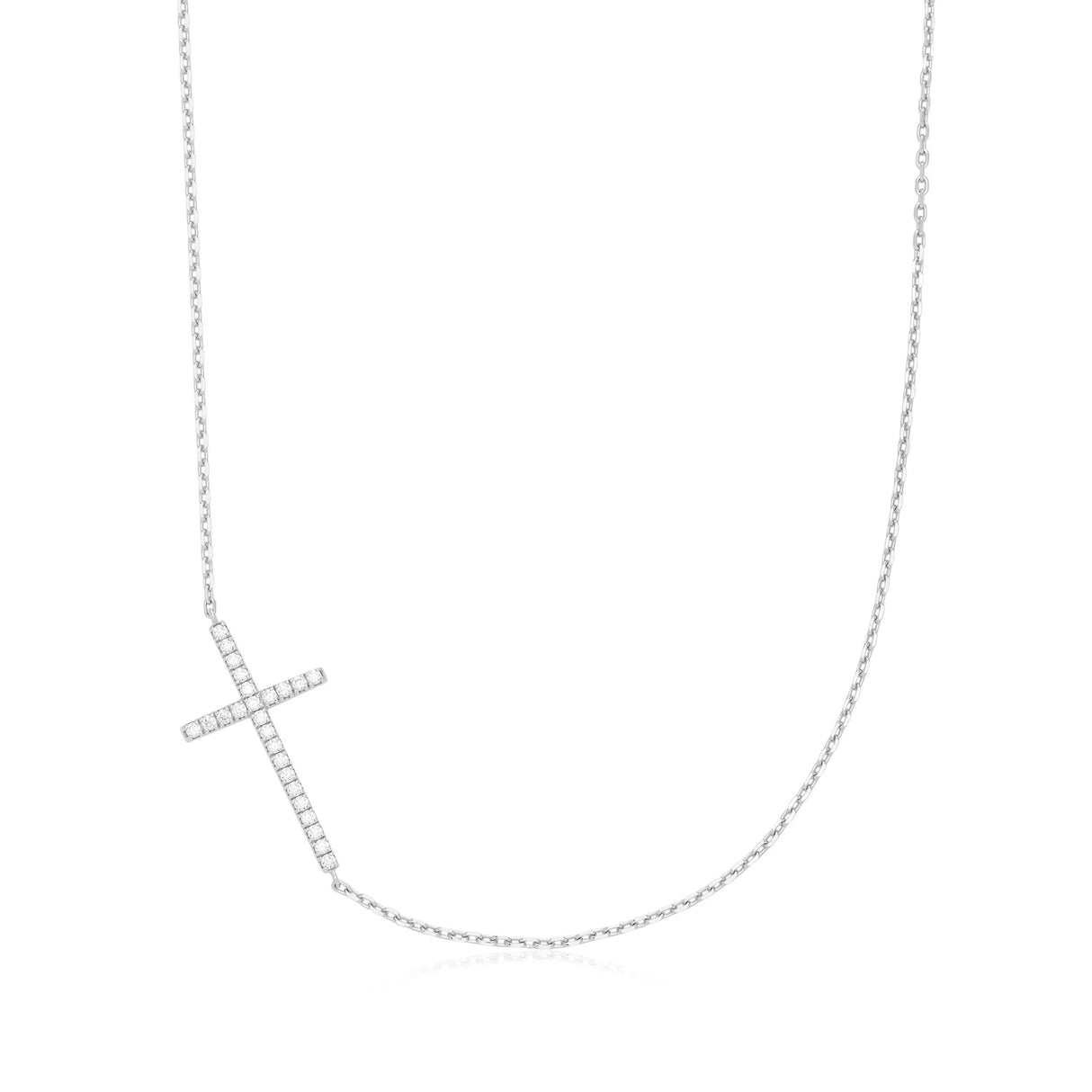 Horizontal CZ Cross Necklace from eklexic