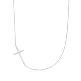 Horizontal CZ Cross Necklace from eklexic