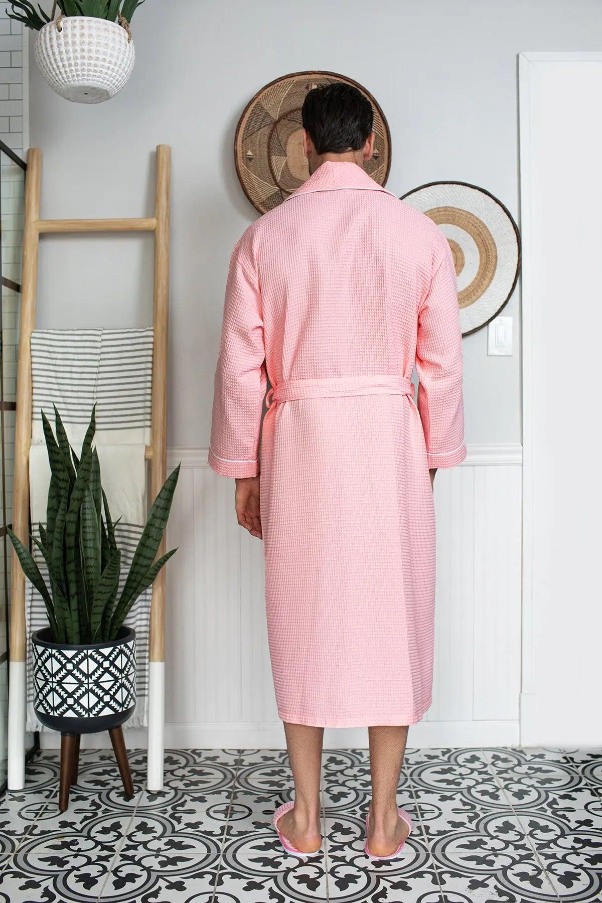 Premium Waffle Piping Robe for Men From Lotus Linen