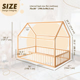 Twin Size Montessori House Bed for Kids with Fence from Goodevas