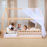 Twin Size Montessori House Bed for Kids with Fence from Goodevas