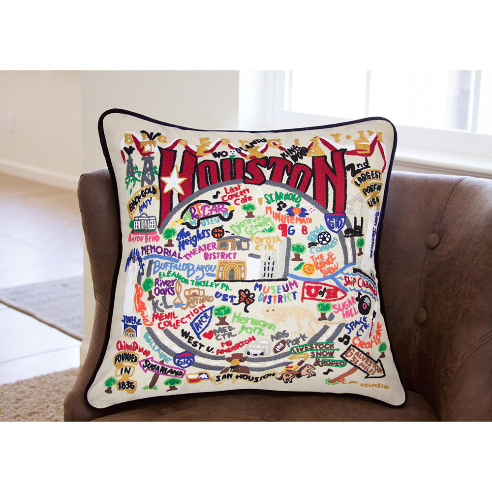 Houston Hand-Embroidered Pillow from Quirks!