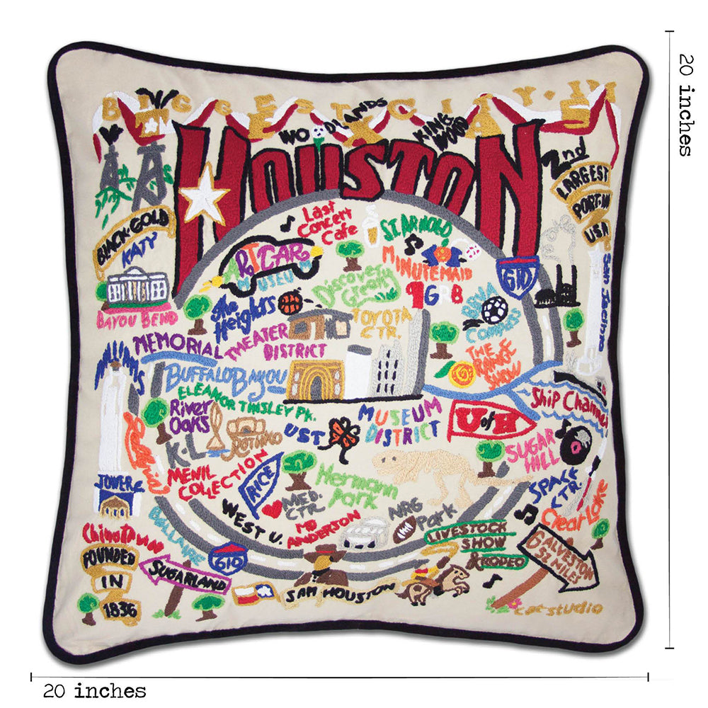 Houston Hand-Embroidered Pillow from Quirks!