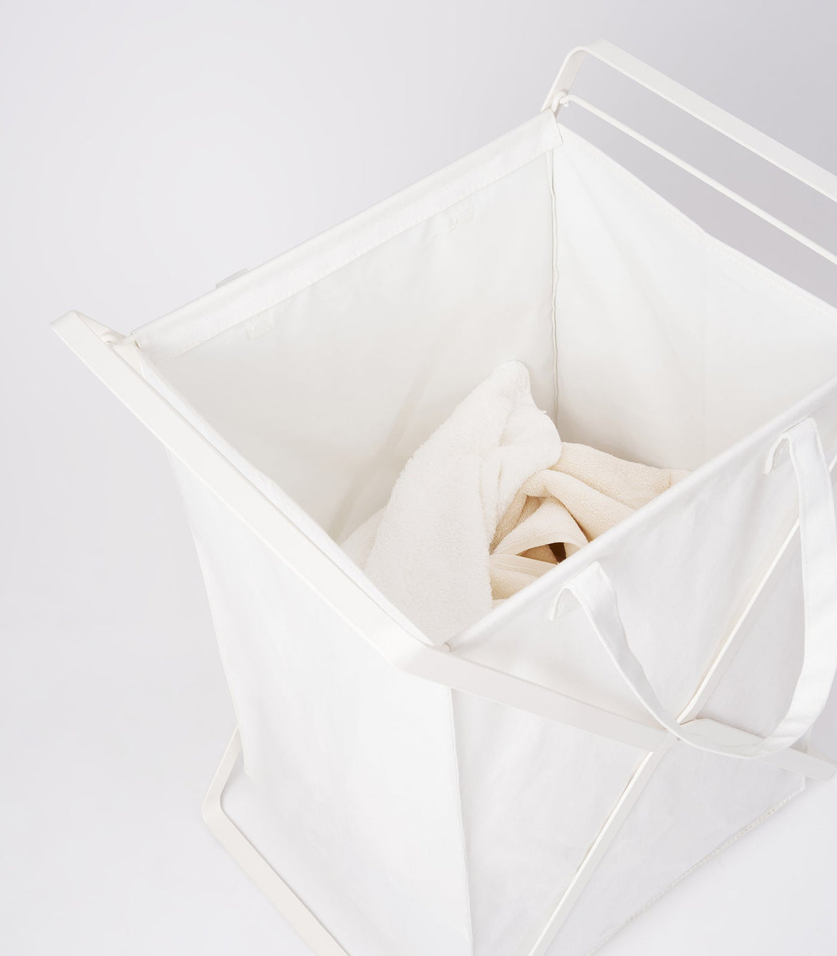 Laundry Hamper with Cotton Liner - Two Sizes - Steel + Cotton from Yamazaki Home