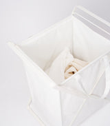 Laundry Hamper with Cotton Liner - Two Sizes - Steel + Cotton from Yamazaki Home