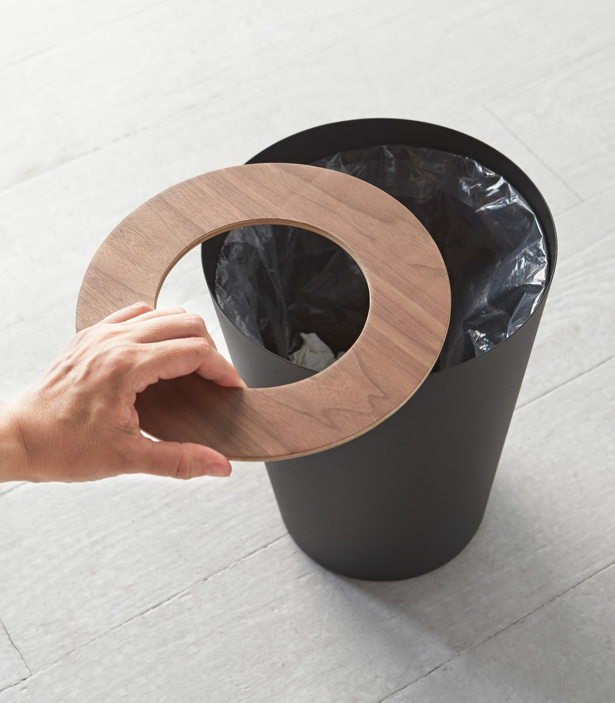 Trash Can - Two Styles - Steel + Wood from Yamazaki Home