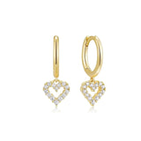 Huggie Hoop With Micro CZ Heart Drop from eklexic