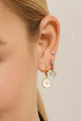 Huggie Hoop With Micro CZ Heart Drop from eklexic