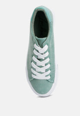 Hyra Solid Flatform Canvas Sneakers from London Rag International