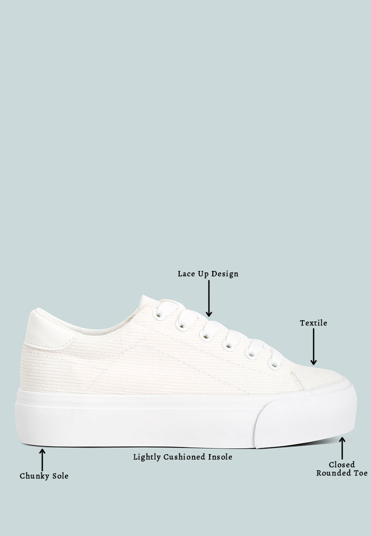 Hyra Solid Flatform Canvas Sneakers from London Rag International