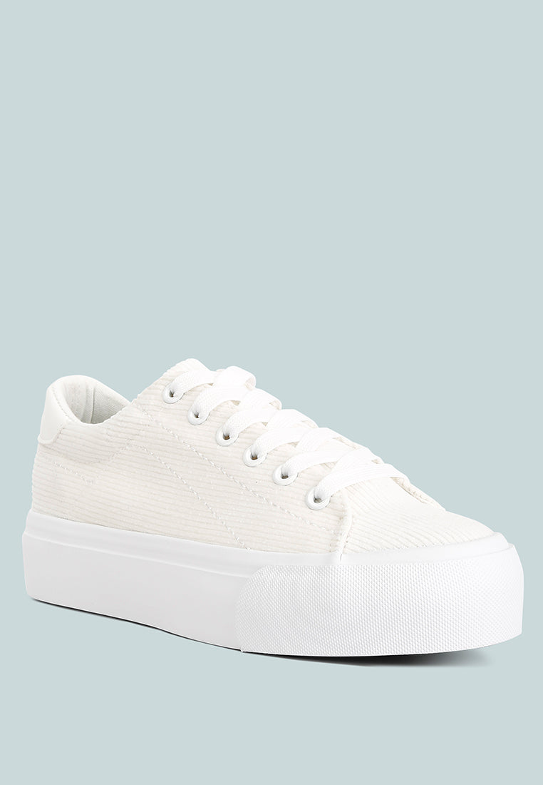 Hyra Solid Flatform Canvas Sneakers from London Rag International
