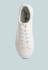 Hyra Solid Flatform Canvas Sneakers from London Rag International