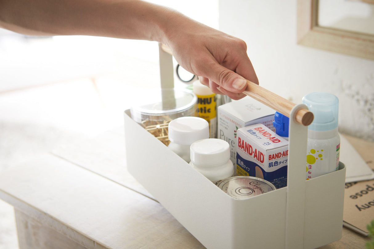 Storage Caddy - 2 Sizes - Steel + Wood from Yamazaki Home