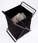 Laundry Hamper with Cotton Liner - Two Sizes - Steel + Cotton from Yamazaki Home