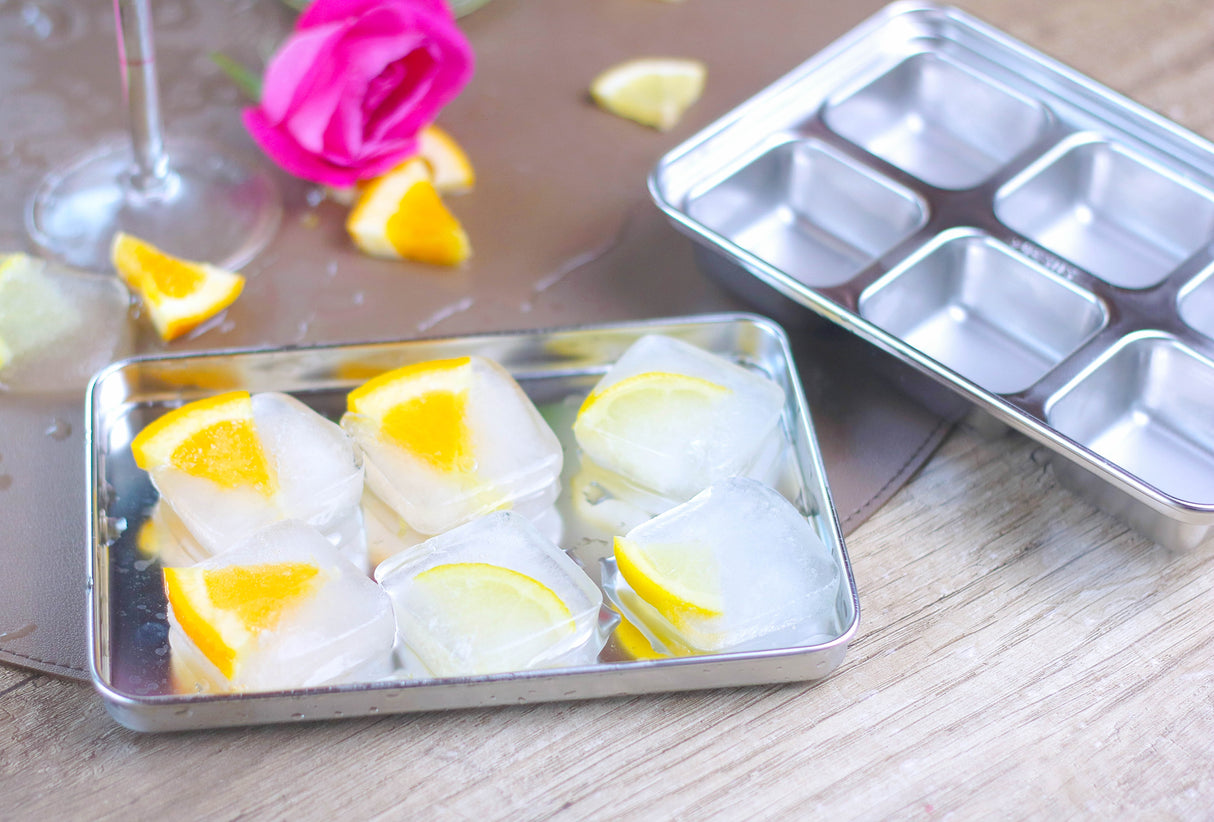 STAINLESS STEEL ICE CUBE TRAYS, 12 Large Cubes, 2 PACK from ecozoi