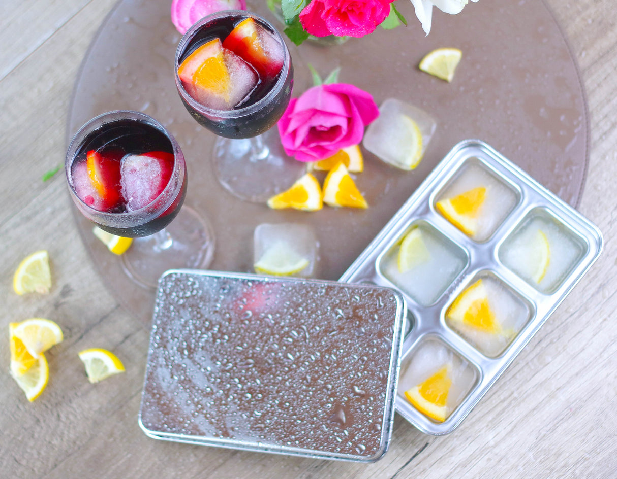 STAINLESS STEEL ICE CUBE TRAYS, 12 Large Cubes, 2 PACK from ecozoi