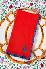 Icon Linen Napkins S/4 - Cherry + Peacock from Furbish Studio