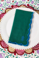 Icon Linen Napkins S/4 - Emerald + Peacock from Furbish Studio