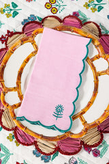 Icon Linen Napkins S/4 - Light Pink + Emerald from Furbish Studio