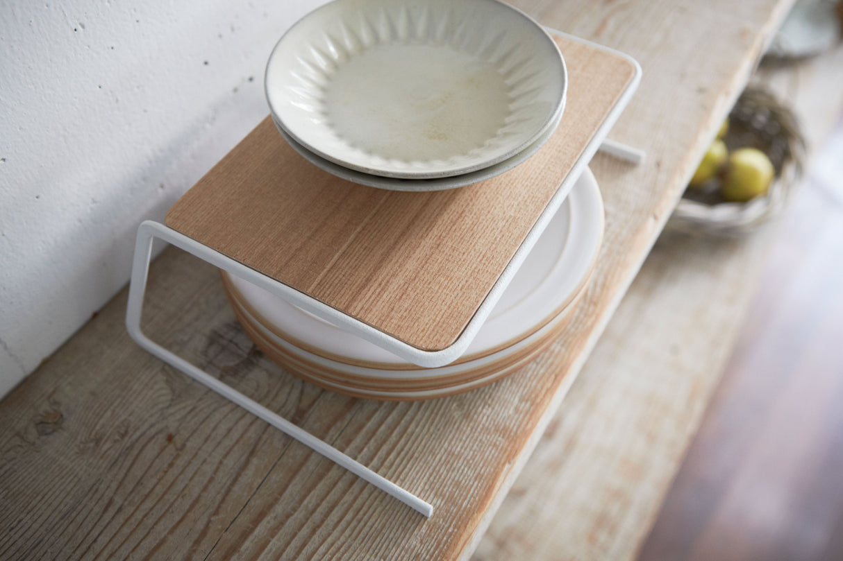 Dish Riser - 2 Sizes - Steel + Wood from Yamazaki Home