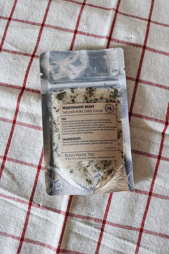 Pacific Northwest Mint infused artisan culinary sugar from Beach House Teas
