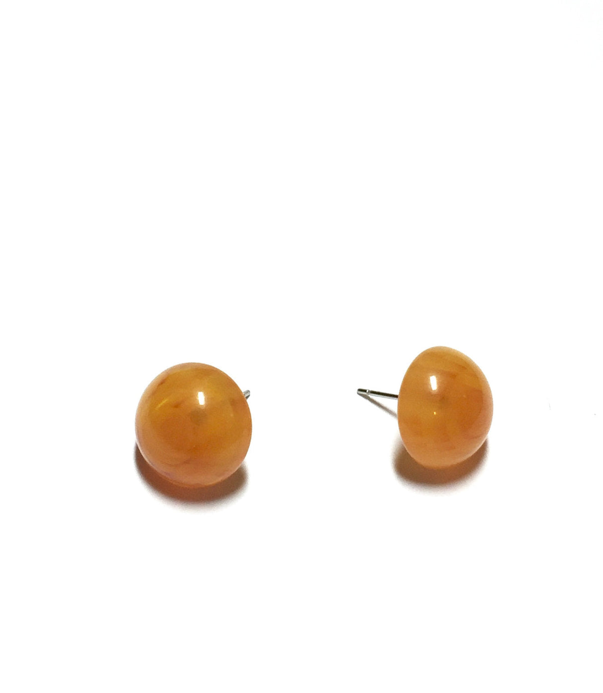 Amber Yellow Marbled Lucite Retro Button Stud Earrings from Leetie Lovendale