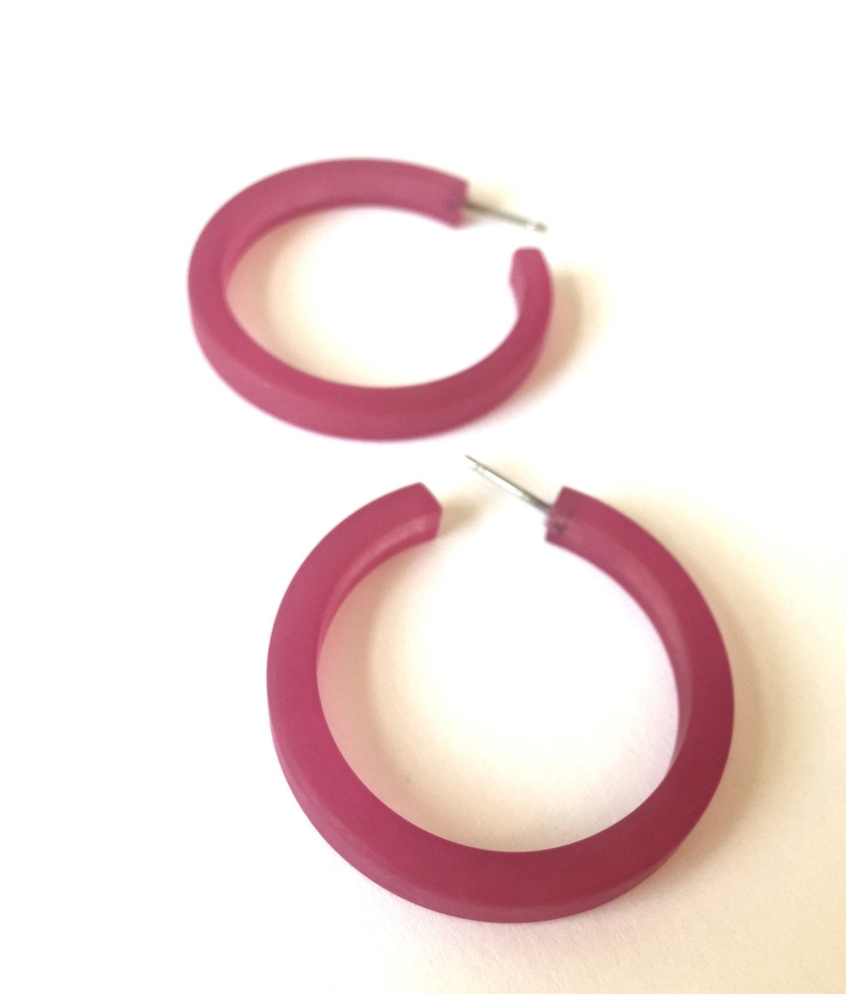 Amethyst Purple Frosted Classic Lucite Hoop Earrings from Leetie Lovendale