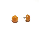 Amber Yellow Marbled Lucite Retro Button Stud Earrings from Leetie Lovendale