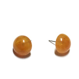 Amber Yellow Marbled Lucite Retro Button Stud Earrings from Leetie Lovendale