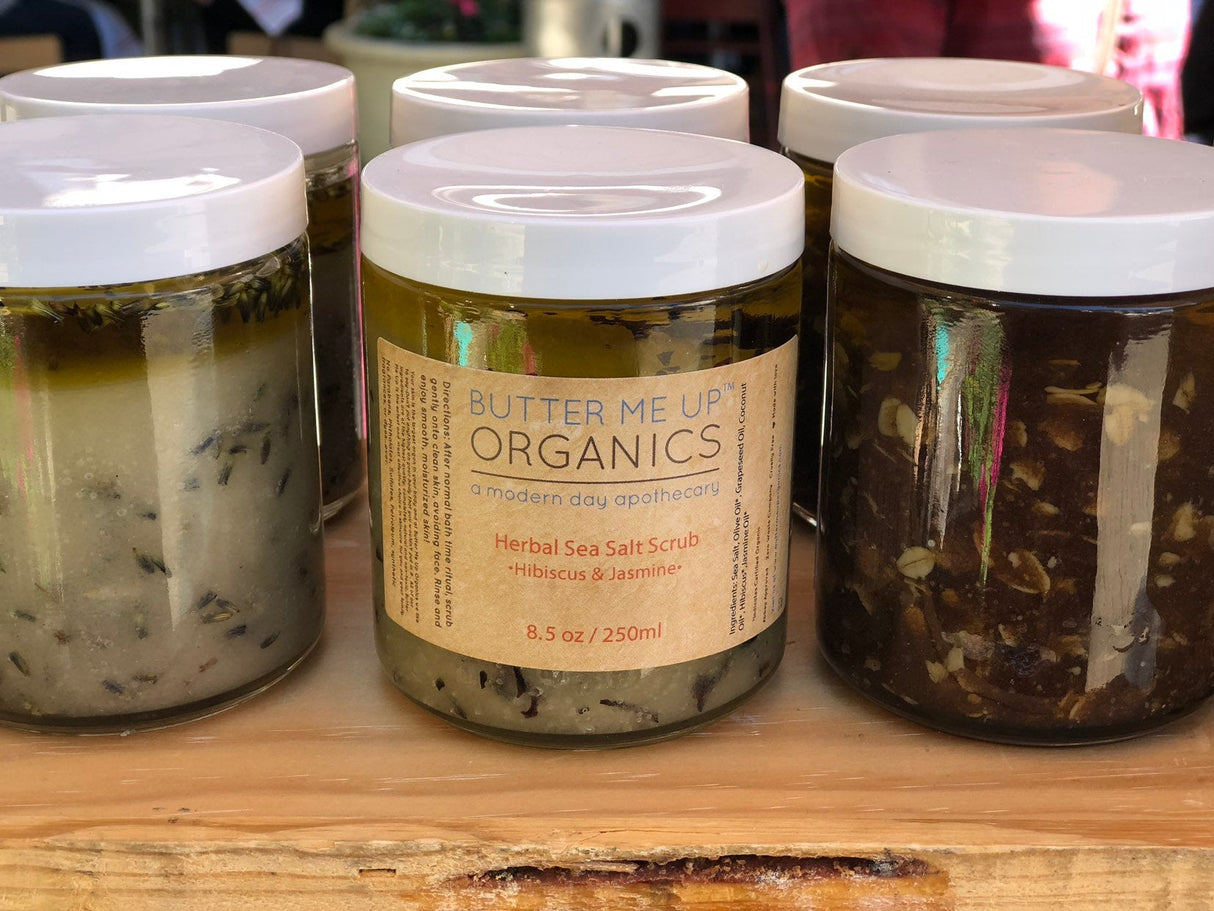 Organic Sea Salt Herbal Scrub Spa Pamper Treat from Butter Me Up Organics