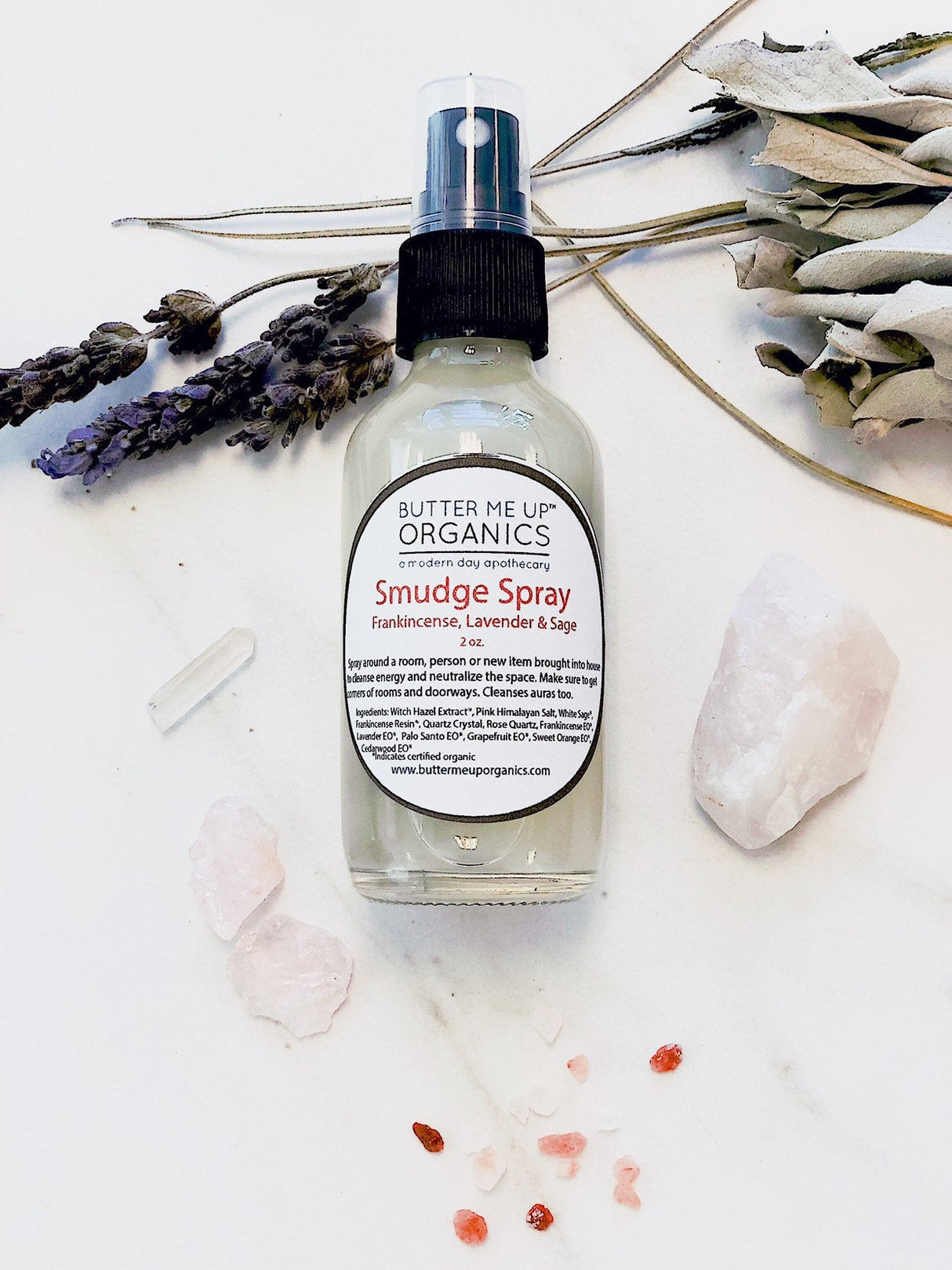 Organic Energy Cleansing Spray / Smudge Spray / Space Clearing / Energy Cleansing / Aura Cleansing / Purifying / Cleanse Negative Energy / from Butter Me Up Organics