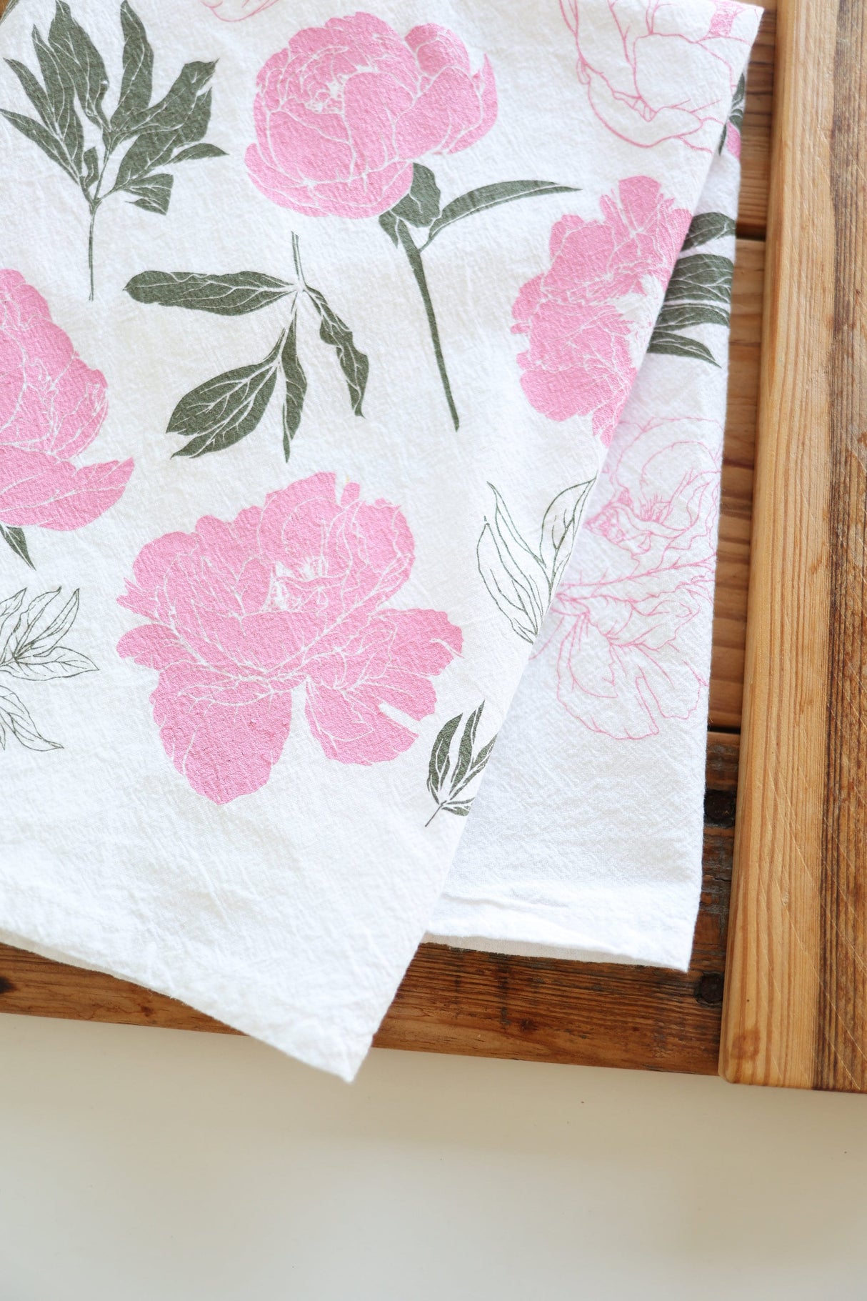 Peony Tea Towel from Jubilee Trading Company