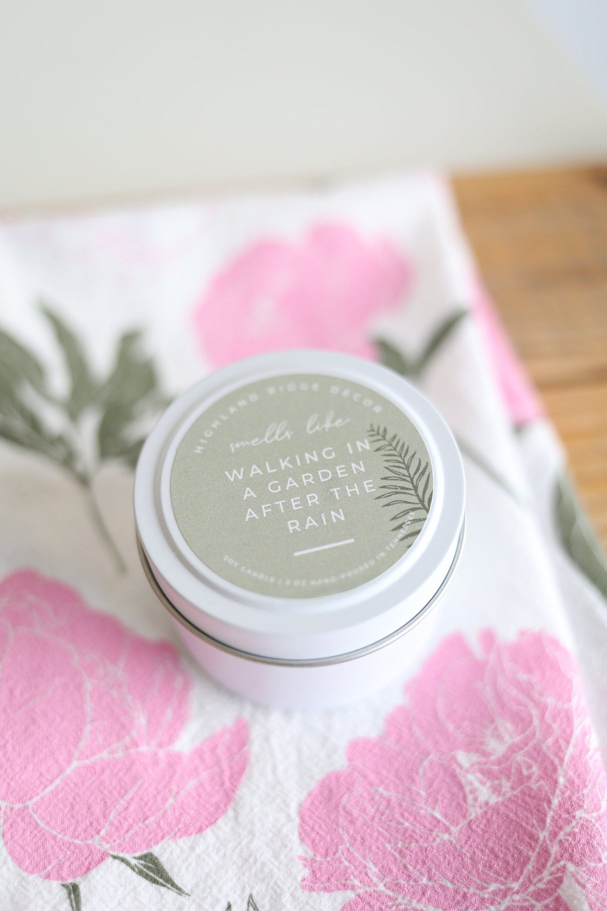 "Walking In A Garden After The Rain" Candle Tin from Jubilee Trading Company
