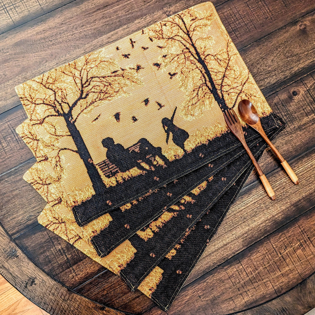 DaDalogy Bedding Set of 4 Pieces Autumn Birds Blessing Tapestry Dining Placemats 13” x 19” (18198) from DaDalogy Bedding Collection