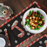 DaDa Bedding Peppermint Joy Red Black Holiday Tapestry Dining Table Runner (12904) from DaDalogy Bedding Collection