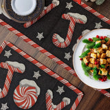 DaDa Bedding Peppermint Joy Red Black Holiday Tapestry Dining Table Runner (12904) from DaDalogy Bedding Collection
