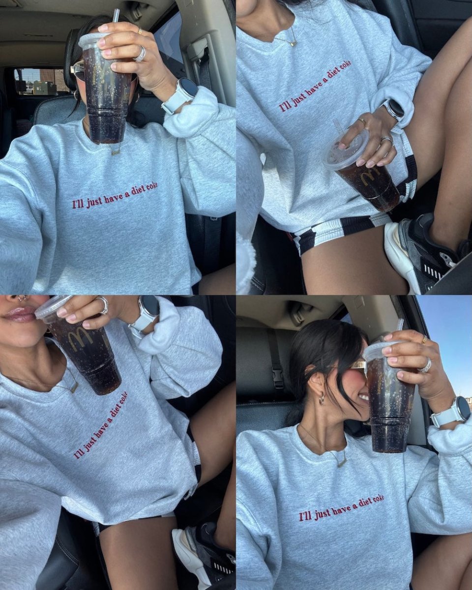 'I'll Just Have A Diet Coke' Embroidered Crewneck Sweatshirt from United Monograms