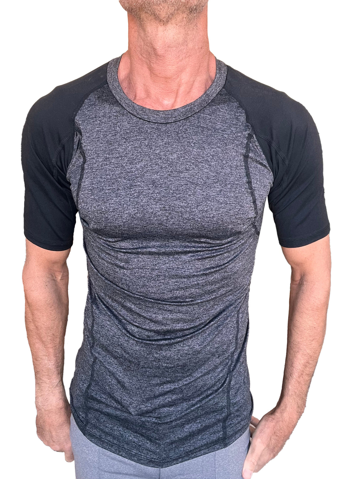 Designer Raglan Crew-Neck Tee (Charcoal w/Black Sleeve) from 4-rth