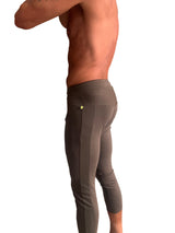 Mens 4/5 Zipper Pocket Capri Yoga Pants (ARMY Green) from 4-rth
