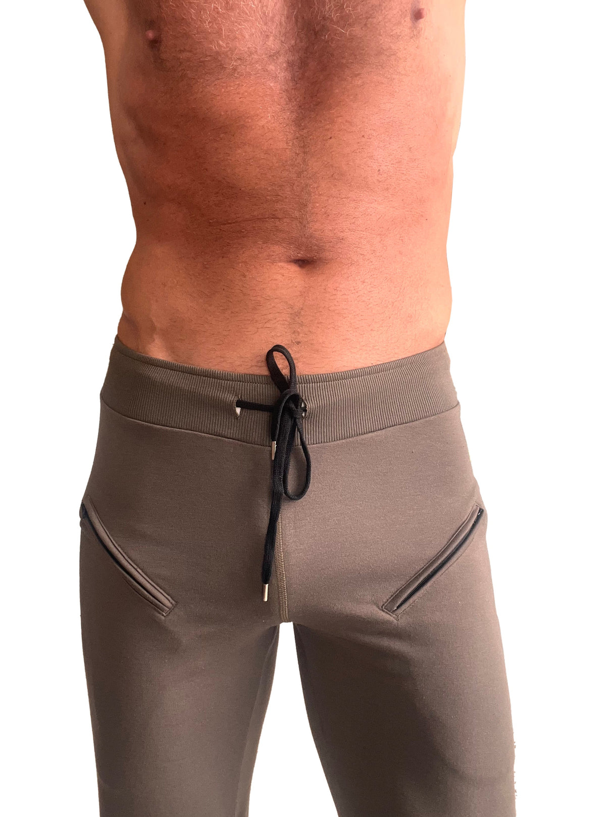 Mens 4/5 Zipper Pocket Capri Yoga Pants (ARMY Green) from 4-rth
