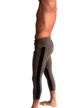 Mens 4/5 Zipper Pocket Capri Yoga Pants (ARMY Green w/Black) from 4-rth