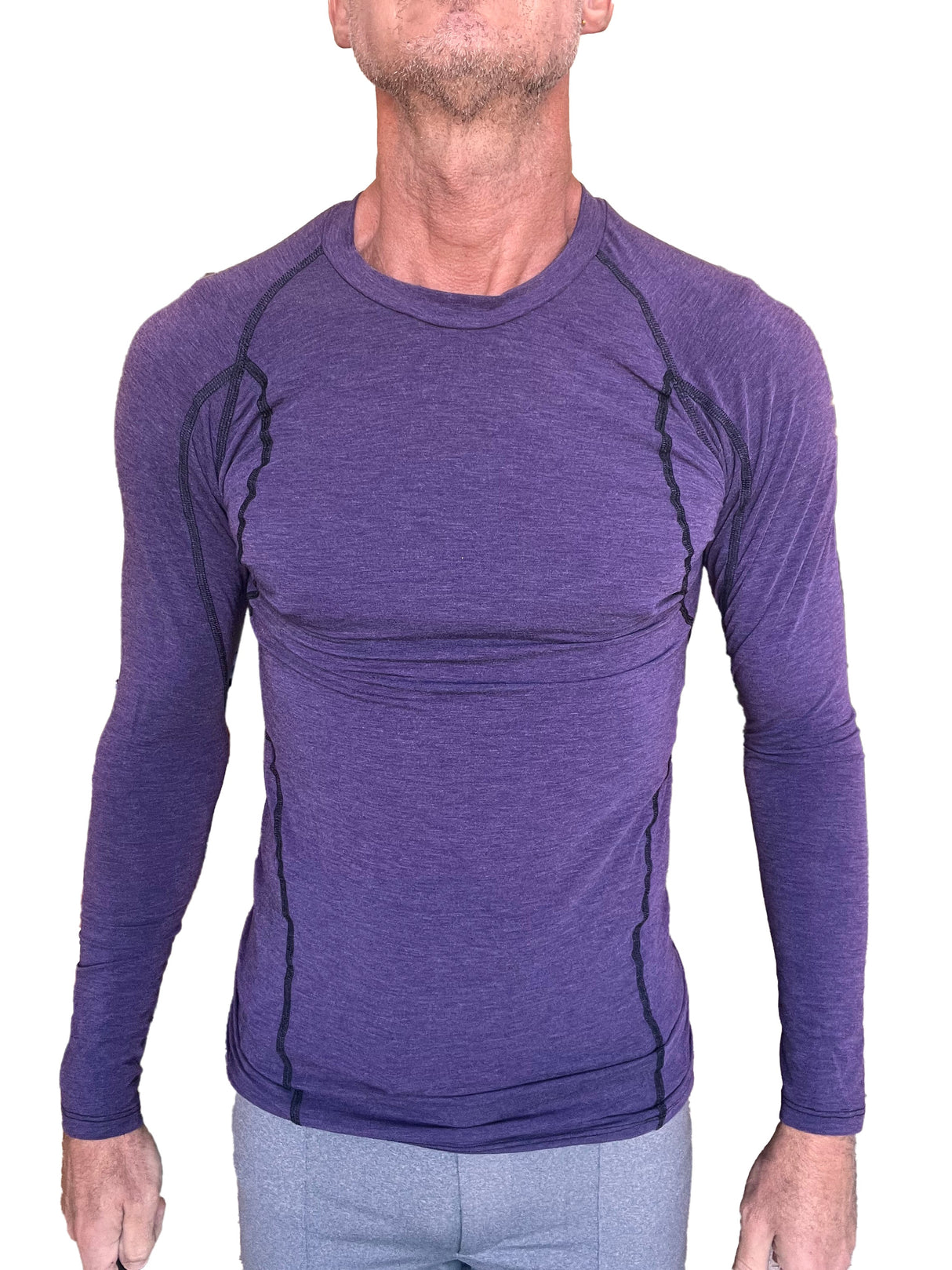 Designer Raglan Crew-Neck Tee - Long Sleeve (Eggplant Purple) from 4-rth