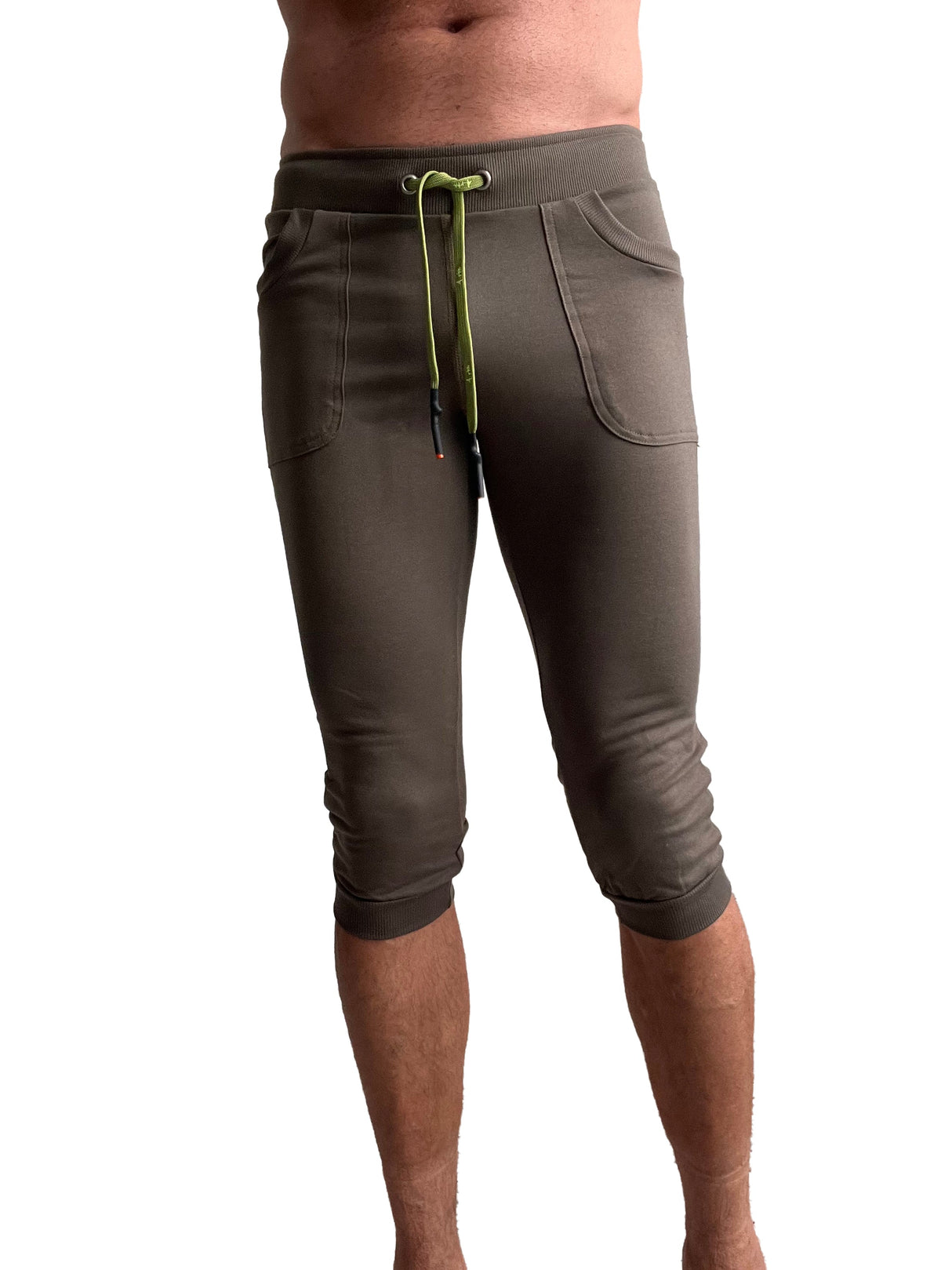 Cuffed Yoga Pants (Army Olive Green) from 4-rth