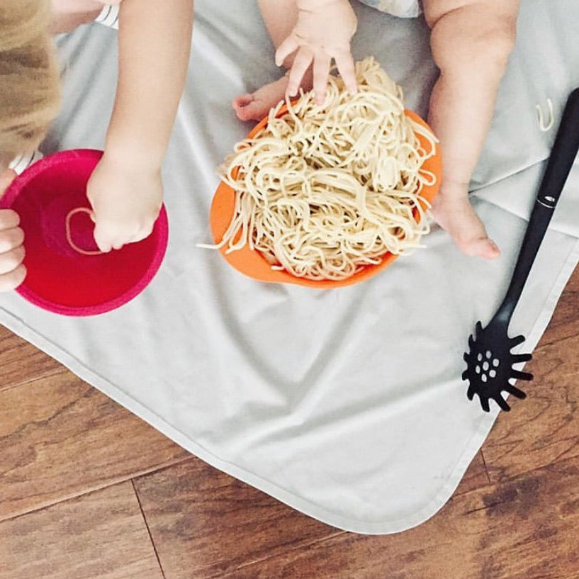 Solid Light Gray Minimalist Splash Mat - A Waterproof Catch-All for Highchair Spills and More! from BapronBaby