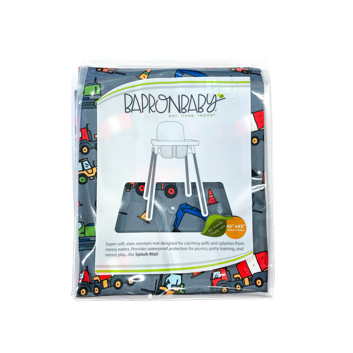 Construction Zone Splash Mat - A Waterproof Catch-All for Highchair Spills and More! from BapronBaby